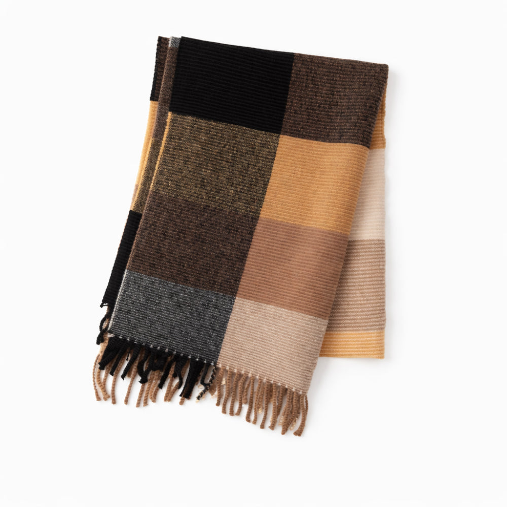 K&Co. Petal Series Pleated Scarf - LATTE CHECK
