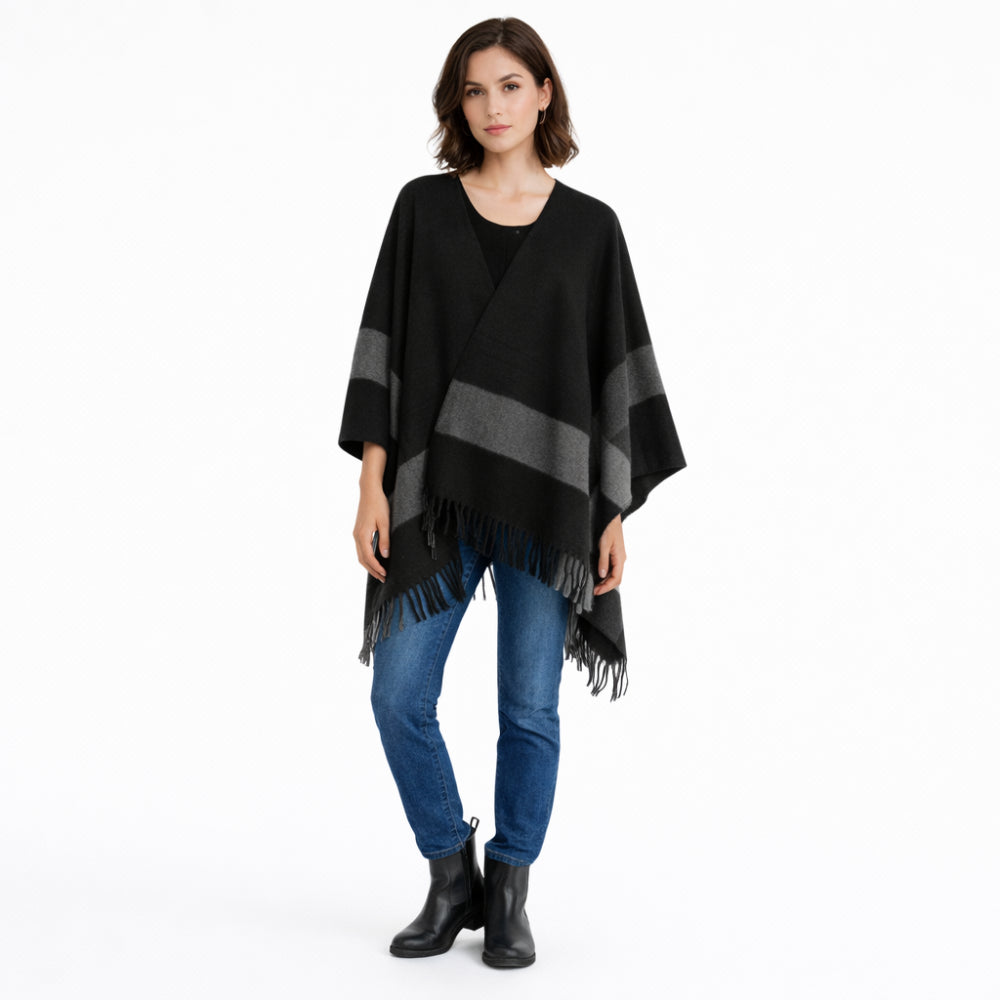 K&Co. Petal Series Poncho - BLACK