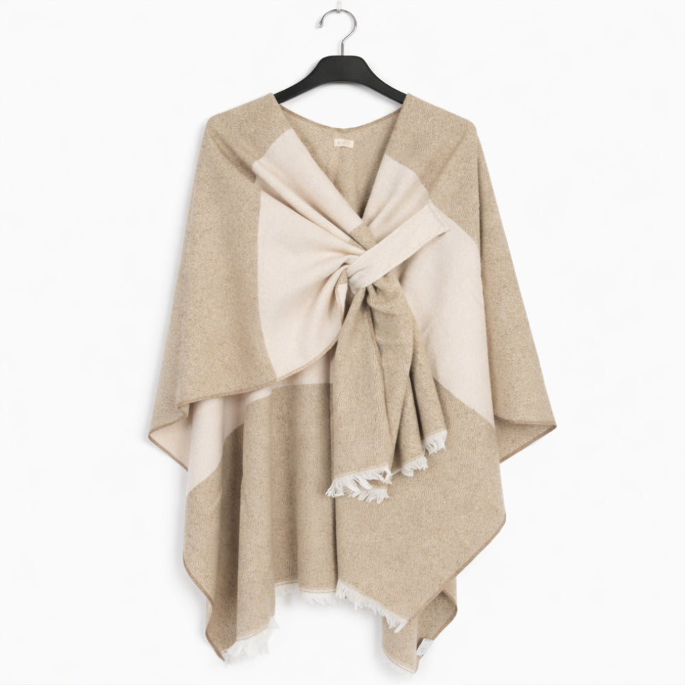 K&Co. Petal Series Drape Poncho - LATTE