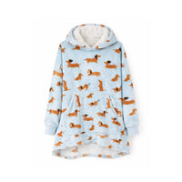 K&Co. Petal Series Hooded Blanket - HAPPY PUPS BLUE