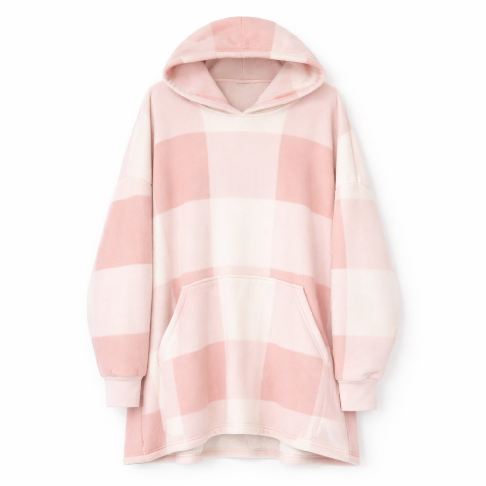 K&Co. Petal Series Hooded Blanket - PINK GINGHAM