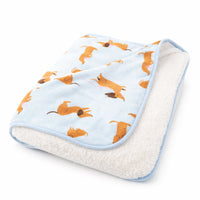 K&Co. Petal Series Printed Blanket - HAPPY PUPS BLUE