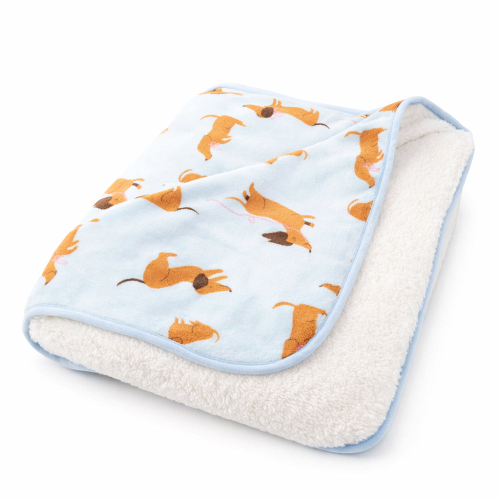 K&Co. Petal Series Printed Blanket - HAPPY PUPS BLUE