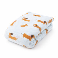 K&Co. Petal Series Printed Blanket - HAPPY PUPS BLUE