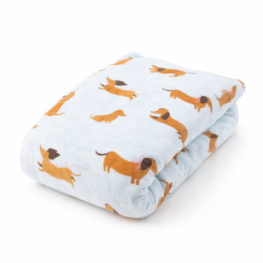 K&Co. Petal Series Printed Blanket - HAPPY PUPS BLUE
