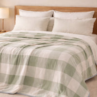 K&Co. Petal Series Printed Blanket - SAGE GINGHAM