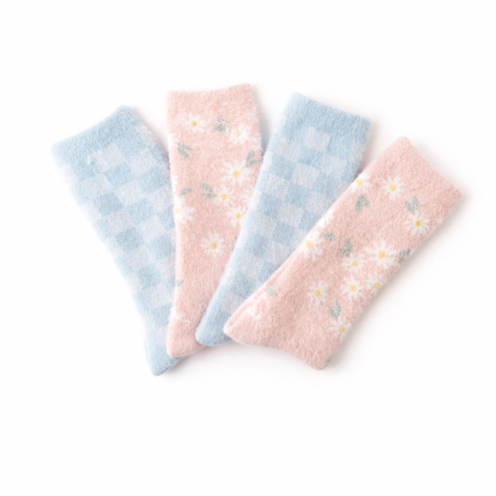 K&Co. Petal Series Bed Socks 2pk - PINK DAISY