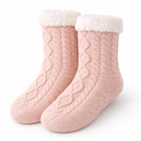 K&Co. Petal Series Slipper Socks - PINK CABLE