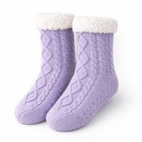 K&Co. Petal Series Slipper Socks - LILAC CABLE