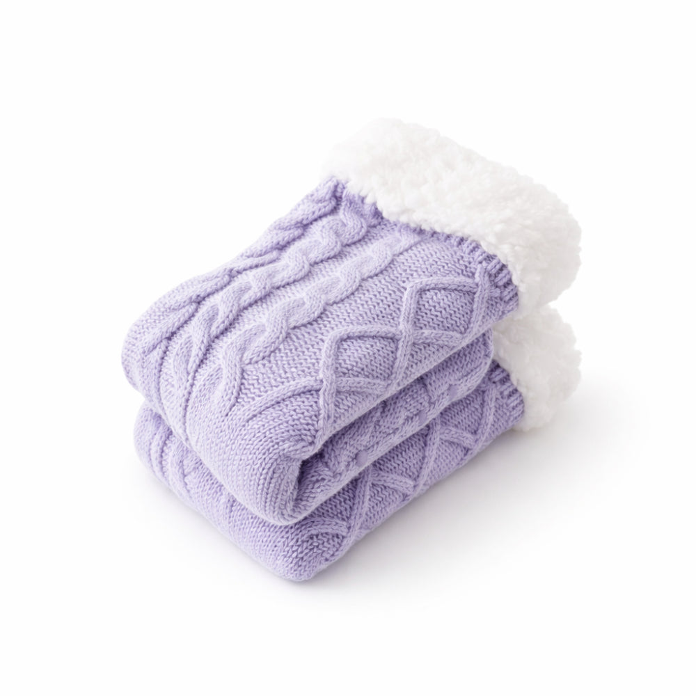 K&Co. Petal Series Slipper Socks - LILAC CABLE