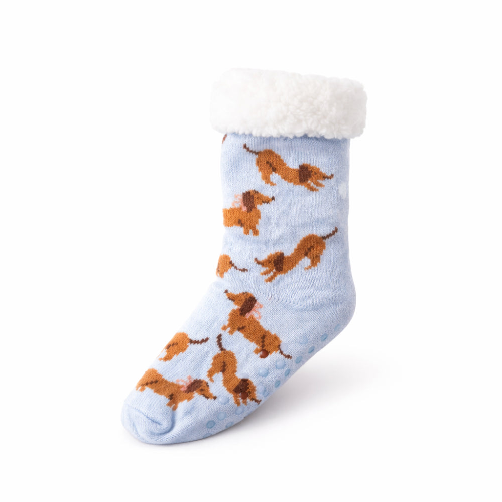 K&Co. Petal Series Slipper Socks - HAPPY PUPS BLUE