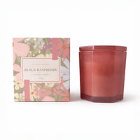 K&Co. Primrose Collection Glass Prism Candle - BLACK RASPBERRY