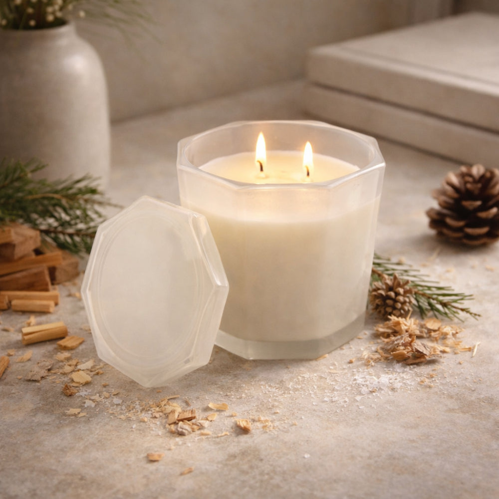 K&Co. Primrose Collection Glass Prism Candle - SWEET CEDAR