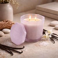 K&Co. Primrose Collection Glass Prism Candle - SALTED VANILLA