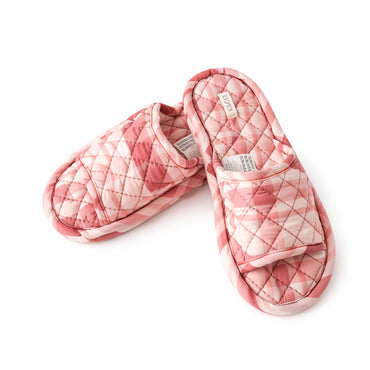 K&Co. Primrose Collection Quilted Slippers - BERRY GINGHAM