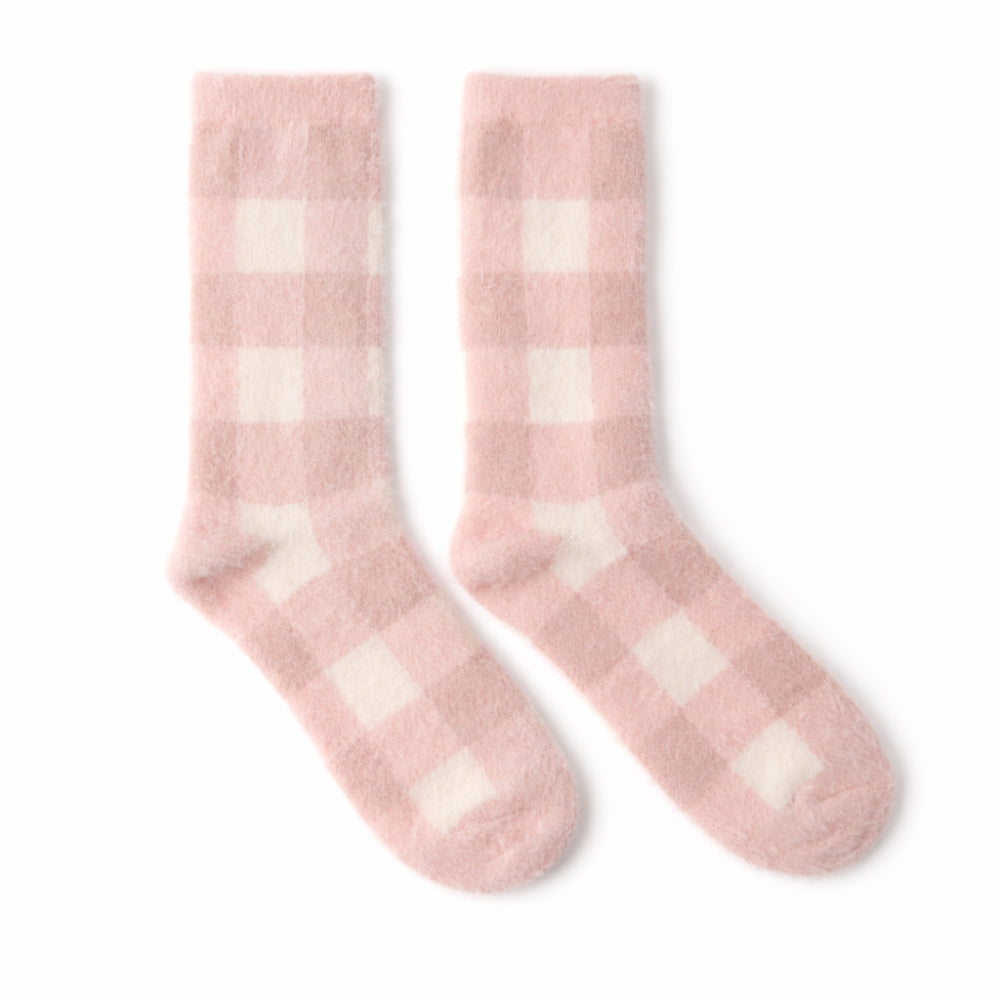 K&Co. Primrose Collection Bed Socks - PINK GINGHAM
