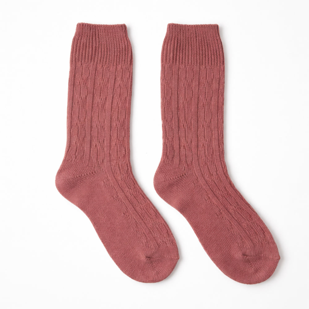 K&Co. Primrose Collection Cable Knit Socks - DUSTY ROSE