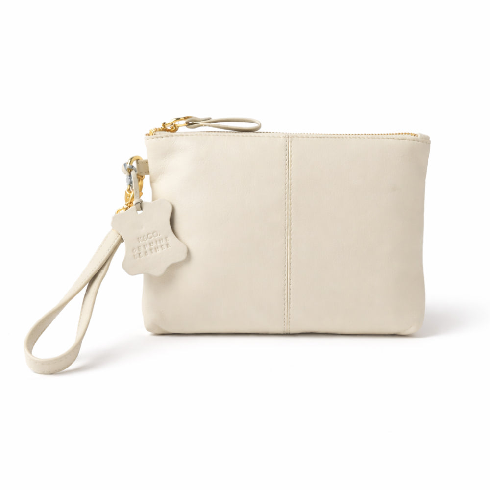 K&Co. Primrose Collection Leather Clutch - BEIGE