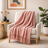 K&Co. Home Series Woven Throw Blanket - DUSTY PINK
