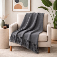 K&Co. Home Series Woven Throw Blanket - SLATE GREY