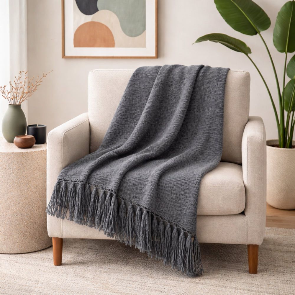 K&Co. Home Series Woven Throw Blanket - SLATE GREY