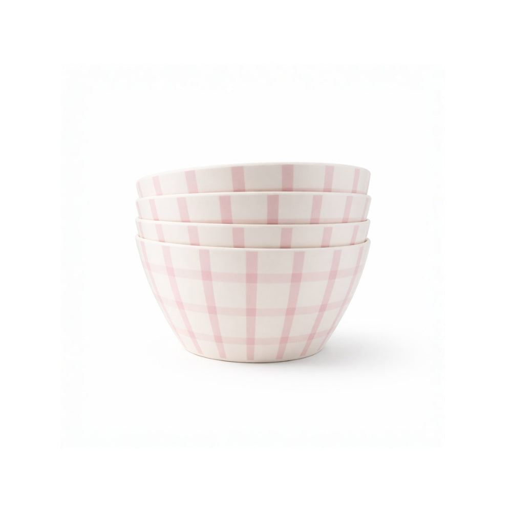 In Bloom Easter Bamboo Bowl 4pk - PINK GINGHAM