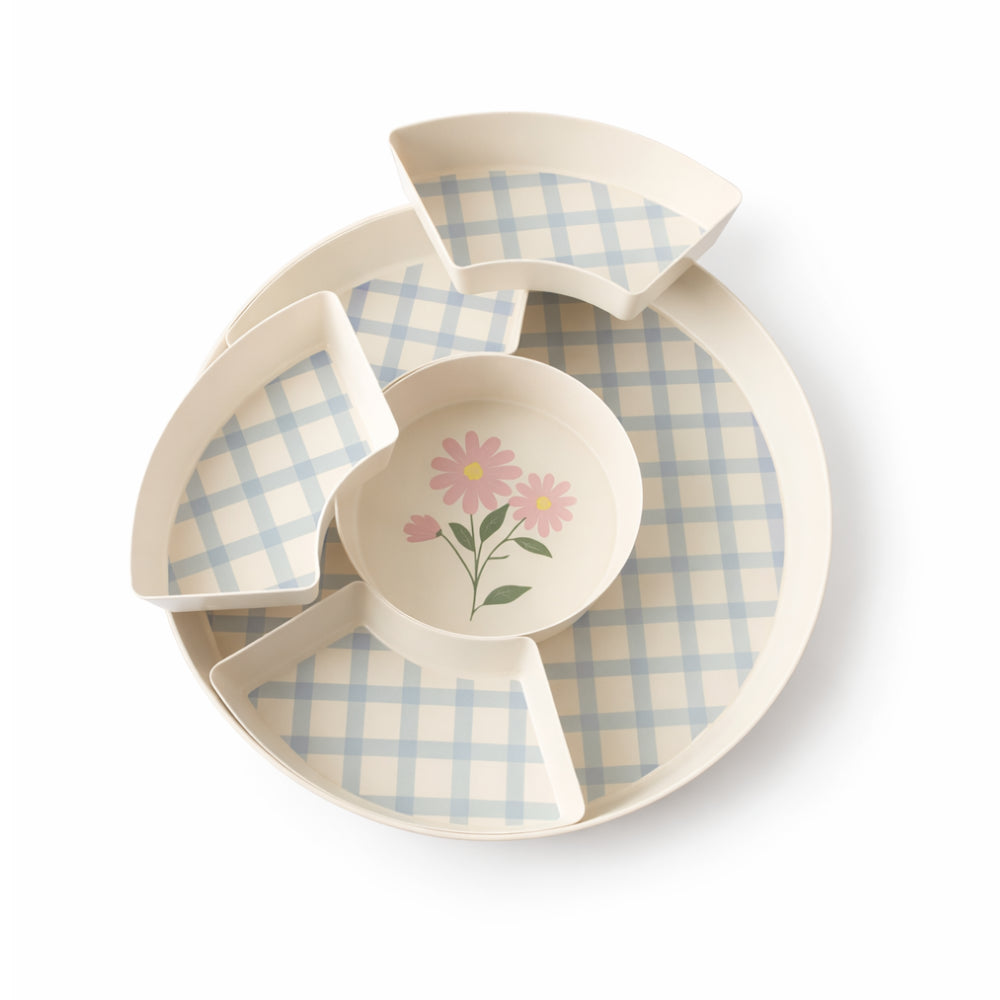 In Bloom Easter Bamboo Compartment Platter - PASTEL BOUQUET