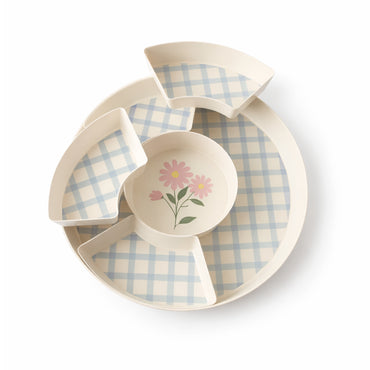 In Bloom Easter Bamboo Compartment Platter - PASTEL BOUQUET