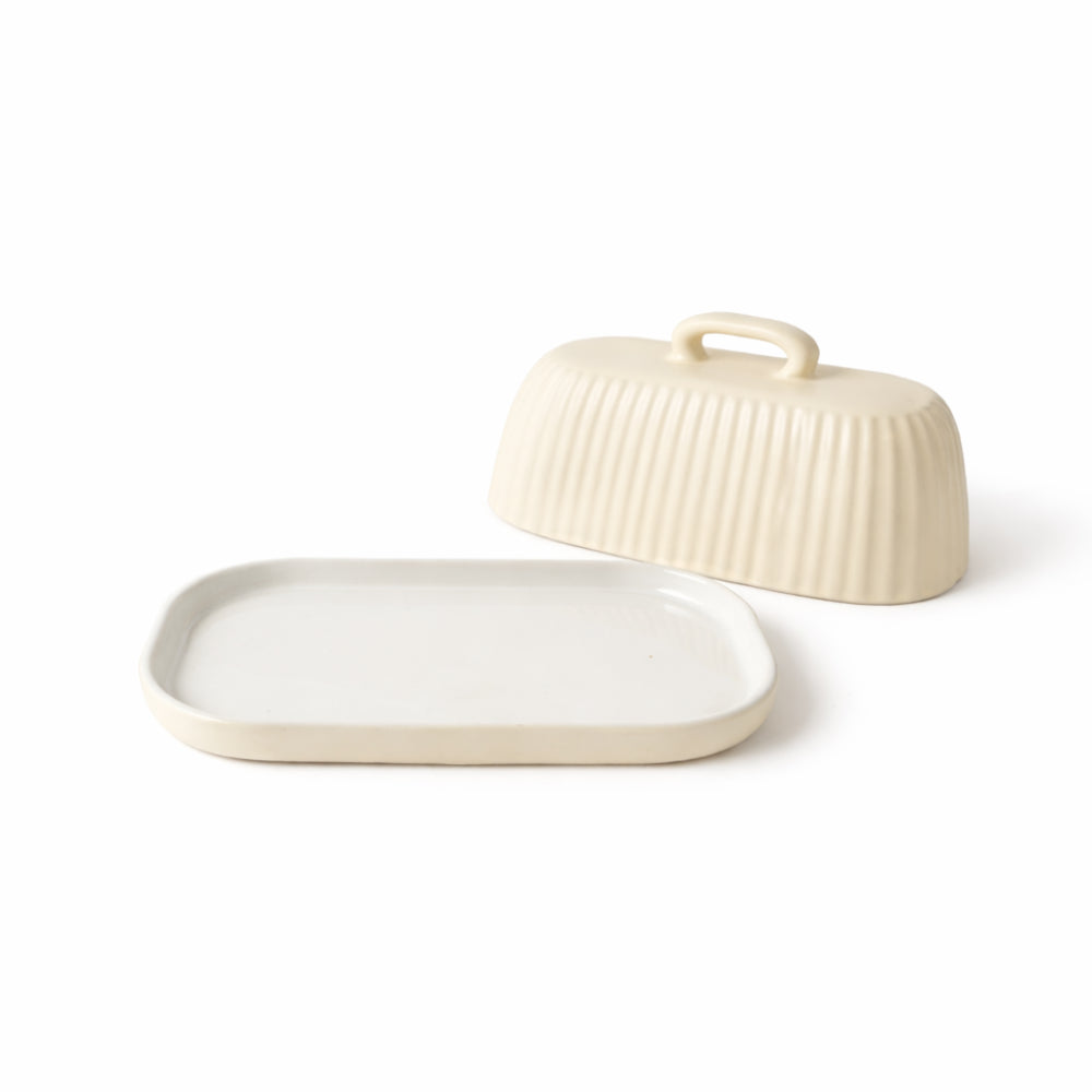 K&Co. Rhubarb Butter Dish - CREAM