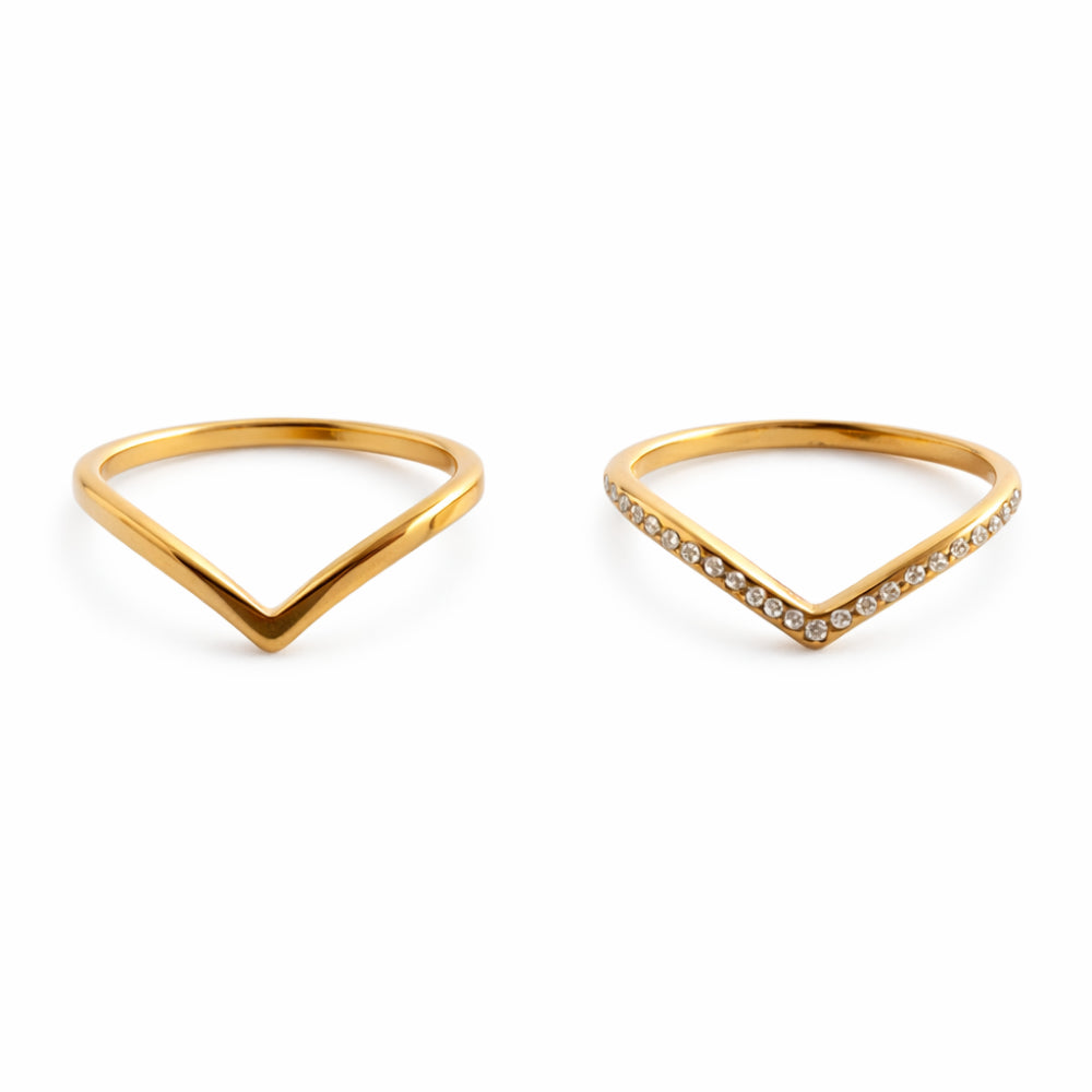 K&Co. Signature Jewellery Dia V Ring Set - GOLD