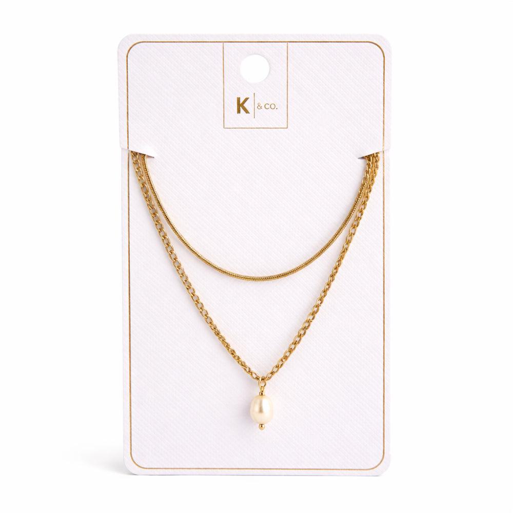 K&Co. Signature Jewellery Chloe Layered Pearl Necklace - GOLD