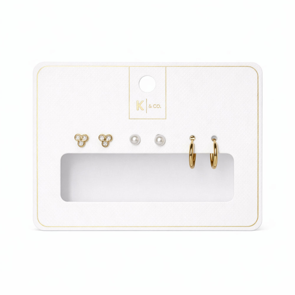 K&Co. Signature Jewellery Tara Pearl Earring Set - GOLD
