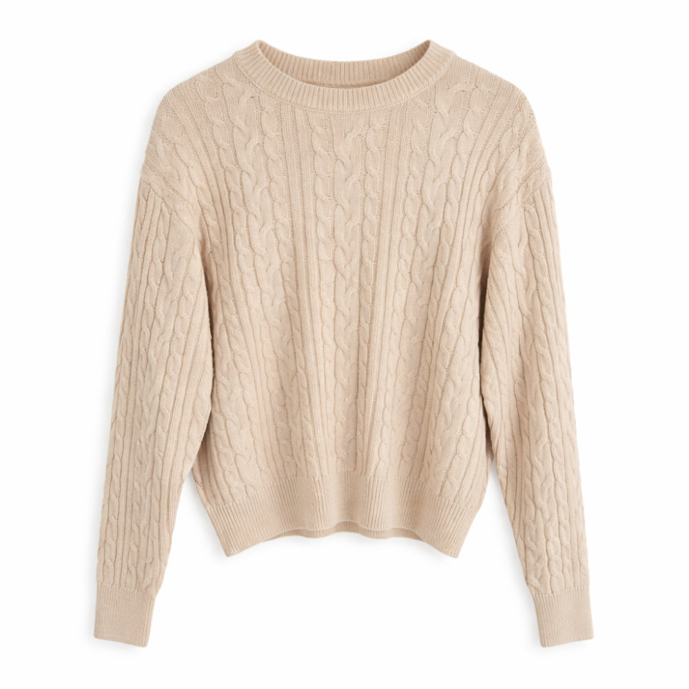 K&Co. Primrose Collection Cable Knit Sweater - OATMEAL