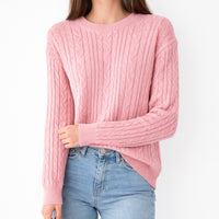 K&Co. Primrose Collection Cable Knit Sweater - DUSTY ROSE