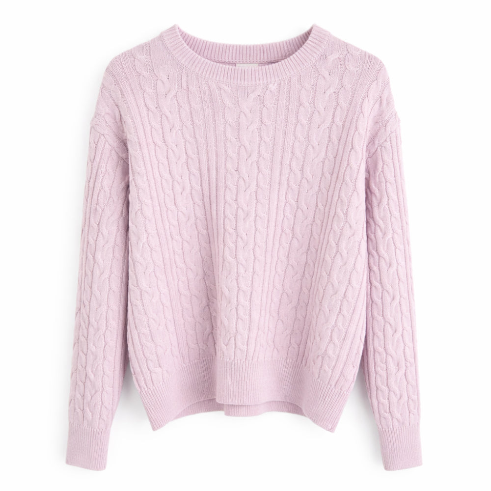 K&Co. Primrose Collection Cable Knit Sweater - PINK MERLE