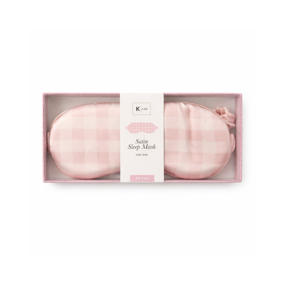 K&Co. Petal Series Satin Sleep Mask - PINK GINGHAM