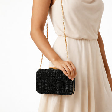 K&Co. Petal Series Boucle Clutch  - BLACK