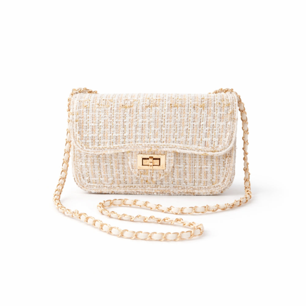 K&Co. Petal Series Boucle Mini Flapover Side Bag  - BEIGE