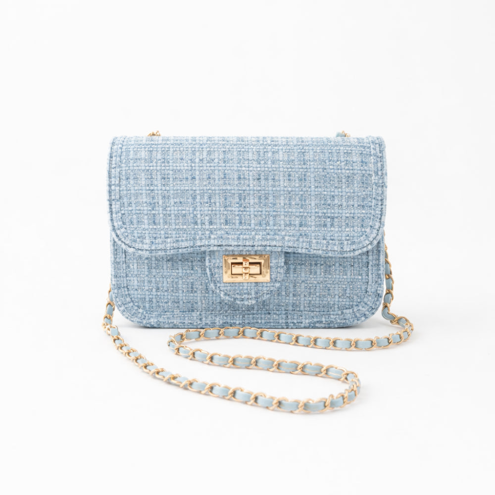K&Co. Petal Series Boucle Mini Flapover Side Bag  - BLUE