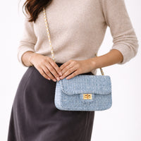 K&Co. Petal Series Boucle Mini Flapover Side Bag  - BLUE