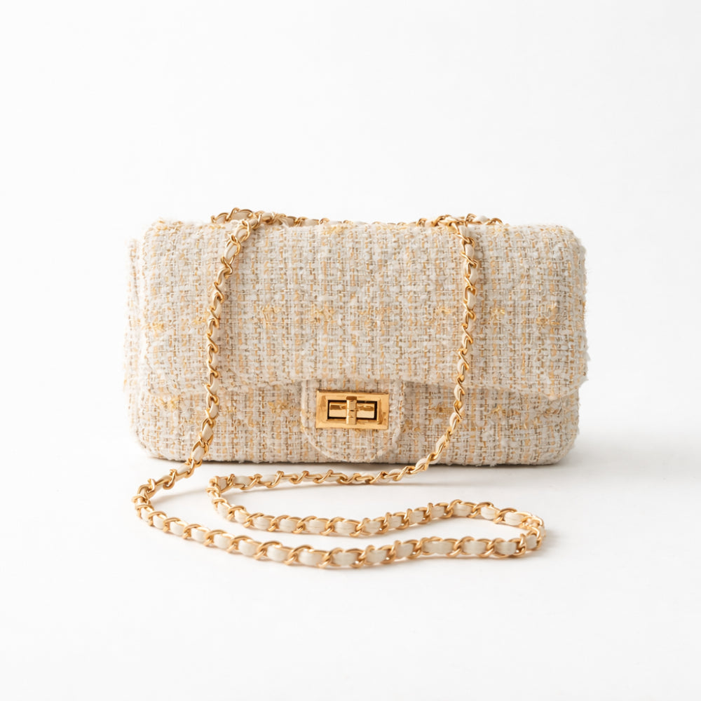 K&Co. Petal Series Boucle Flapover Side Bag  - BEIGE