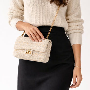K&Co. Petal Series Boucle Flapover Side Bag  - BEIGE