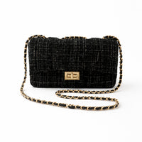 K&Co. Petal Series Boucle Flapover Side Bag  - BLACK