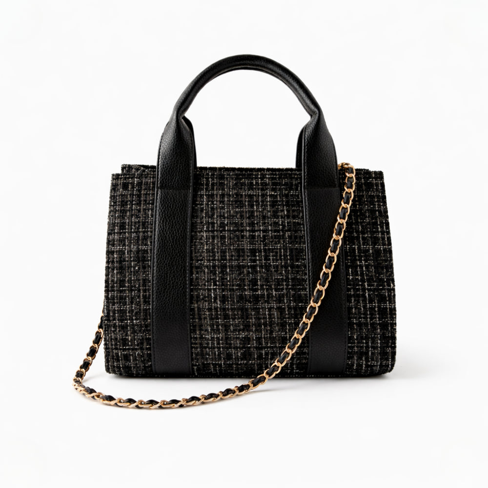 K&Co. Petal Series Boucle Mini Tote Bag with Pouch  - BLACK