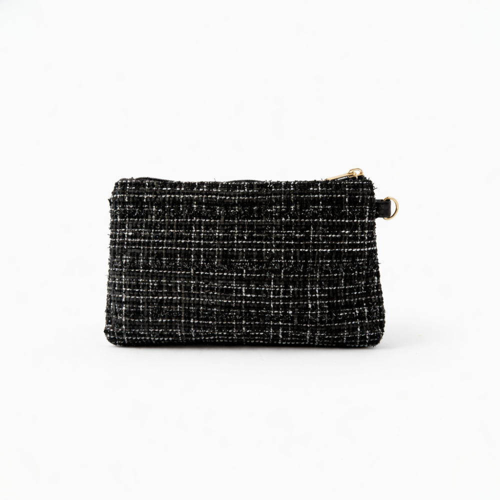 K&Co. Petal Series Boucle Mini Tote Bag with Pouch  - BLACK