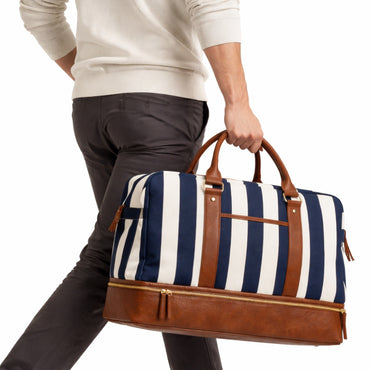 K&Co. Journey Collection Travel Overnight Bag - NAVY STRIPE