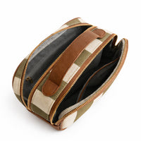 K&Co. Journey Collection Travel Handle Toiletries Bag - KHAKI STRIPE
