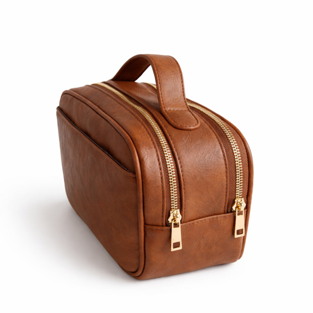 K&Co. Journey Collection Travel Handle Toiletries Bag - TAN