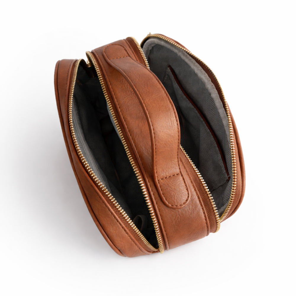 K&Co. Journey Collection Travel Handle Toiletries Bag - TAN