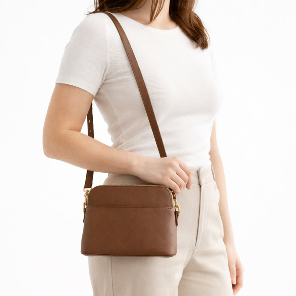 K&Co. Journey Collection Dome Side Bag - CHOCOLATE